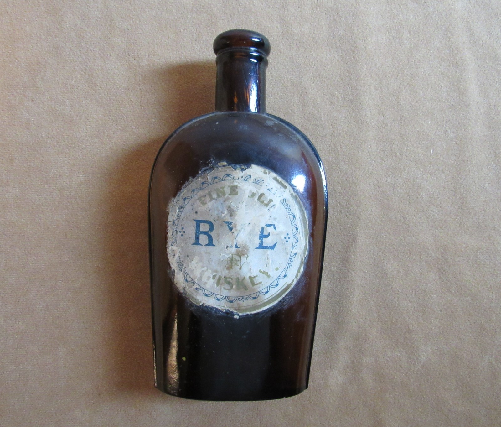 Indian Wars original Rye Whiskey 1870s Bottle Flask Label