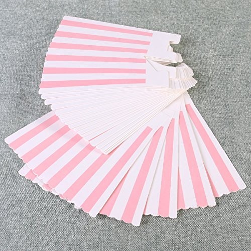 BinaryABC Popcorn Boxes,Stripe Pattern Decorative 24 Count (Pack of 1), Pink