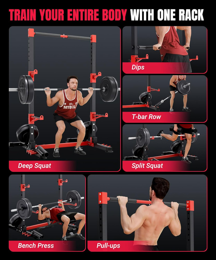 YOLEO Smith Machine & Squat Rack Combo, Multi-Functional Power Racks with Adjust