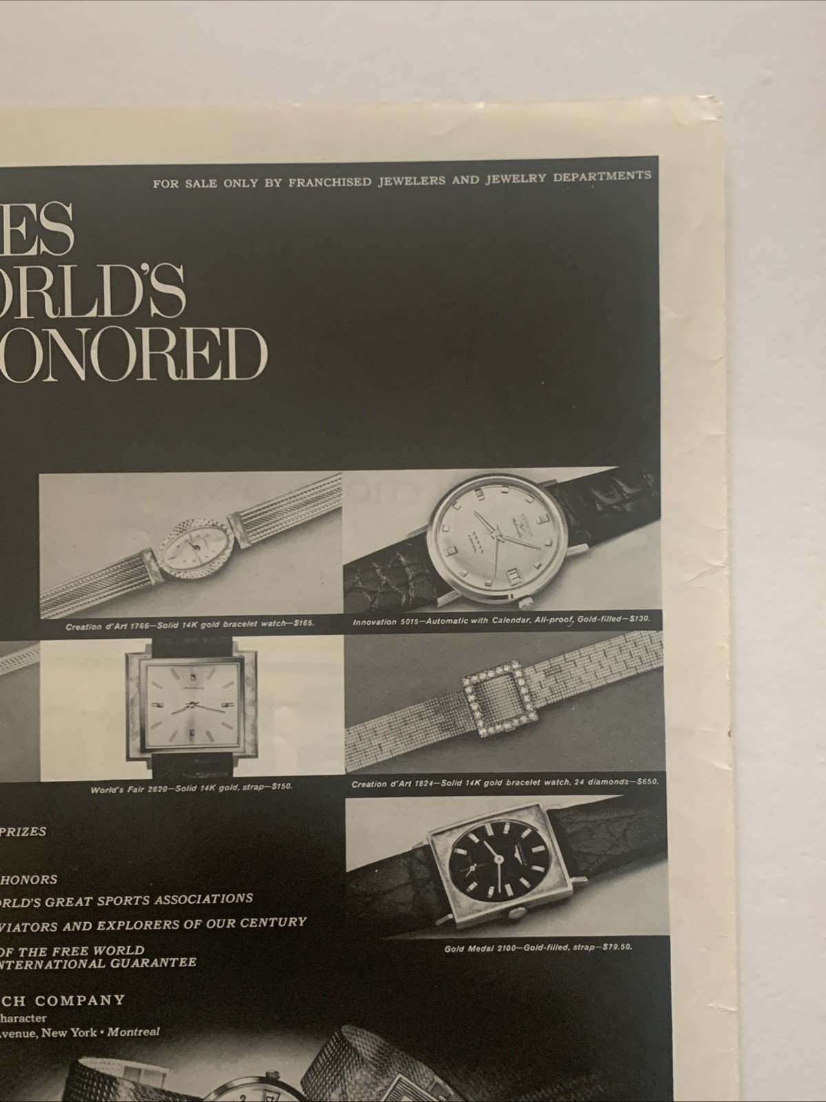 1965 Longines-Wittnauer Watch PRINT AD Most Honored Personal Possession VTG 60s