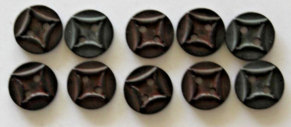 10 Black,  Round, 2 Hole 12mm  Plastic Buttons