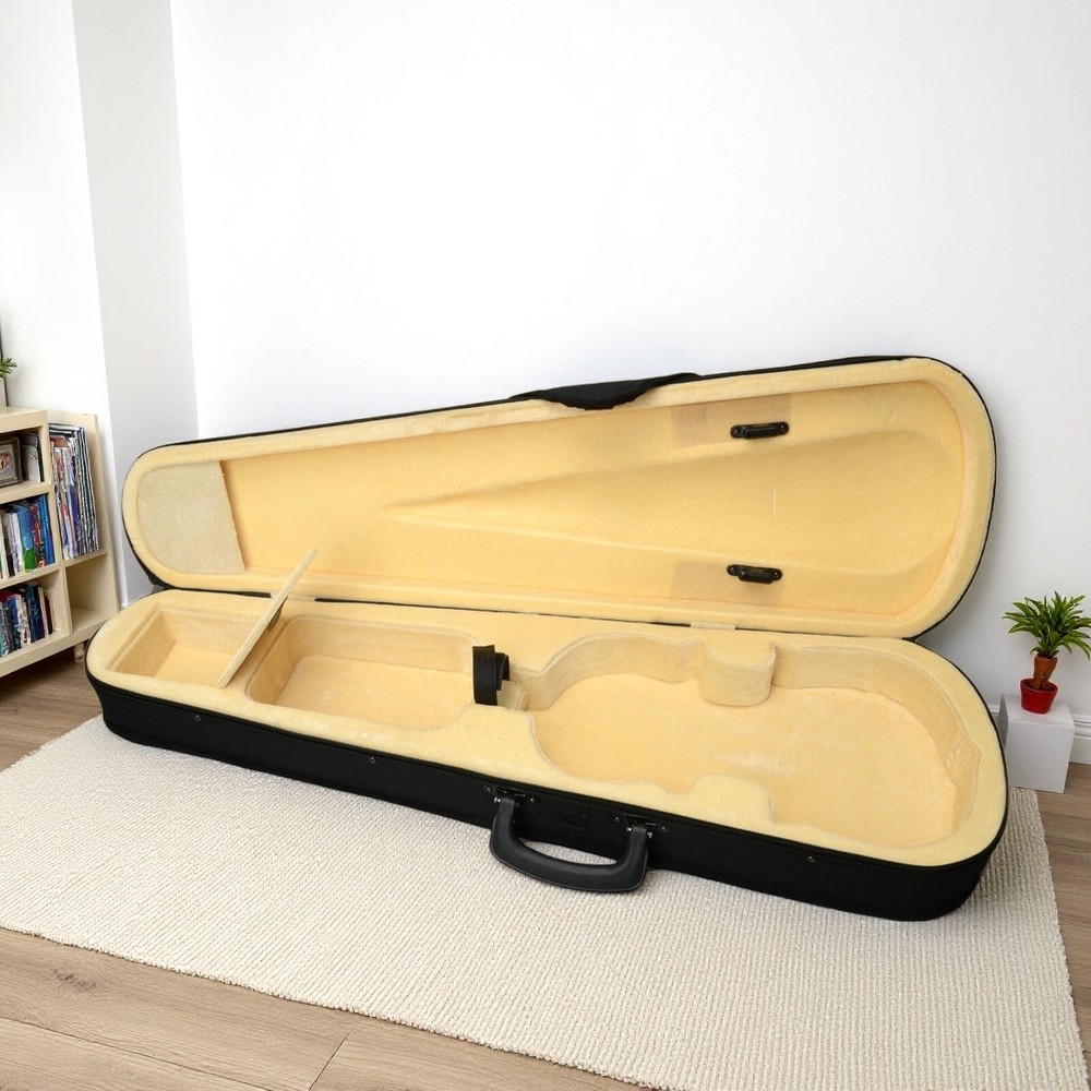 Black Violin Case - 4/4, Beige Interior, Triangle & Durable Cloth Fluff