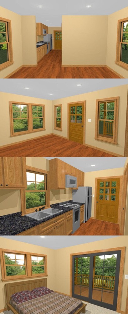 14x24 Tiny House -- 597 sq ft -- PDF FloorPlan -- Model 1A