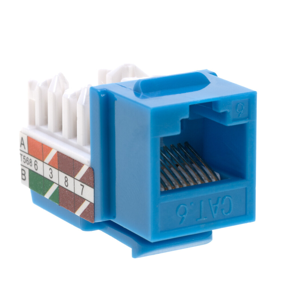 Cat6 Blue Keystone Jack 45° Angled Punchdown Network Connector Multipack LOT