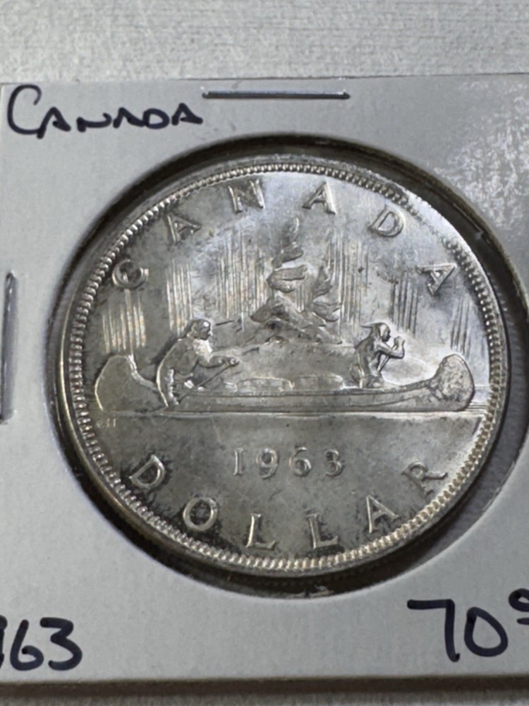 1963 Canada 1 Dollar Large Silver Coin Voyageur