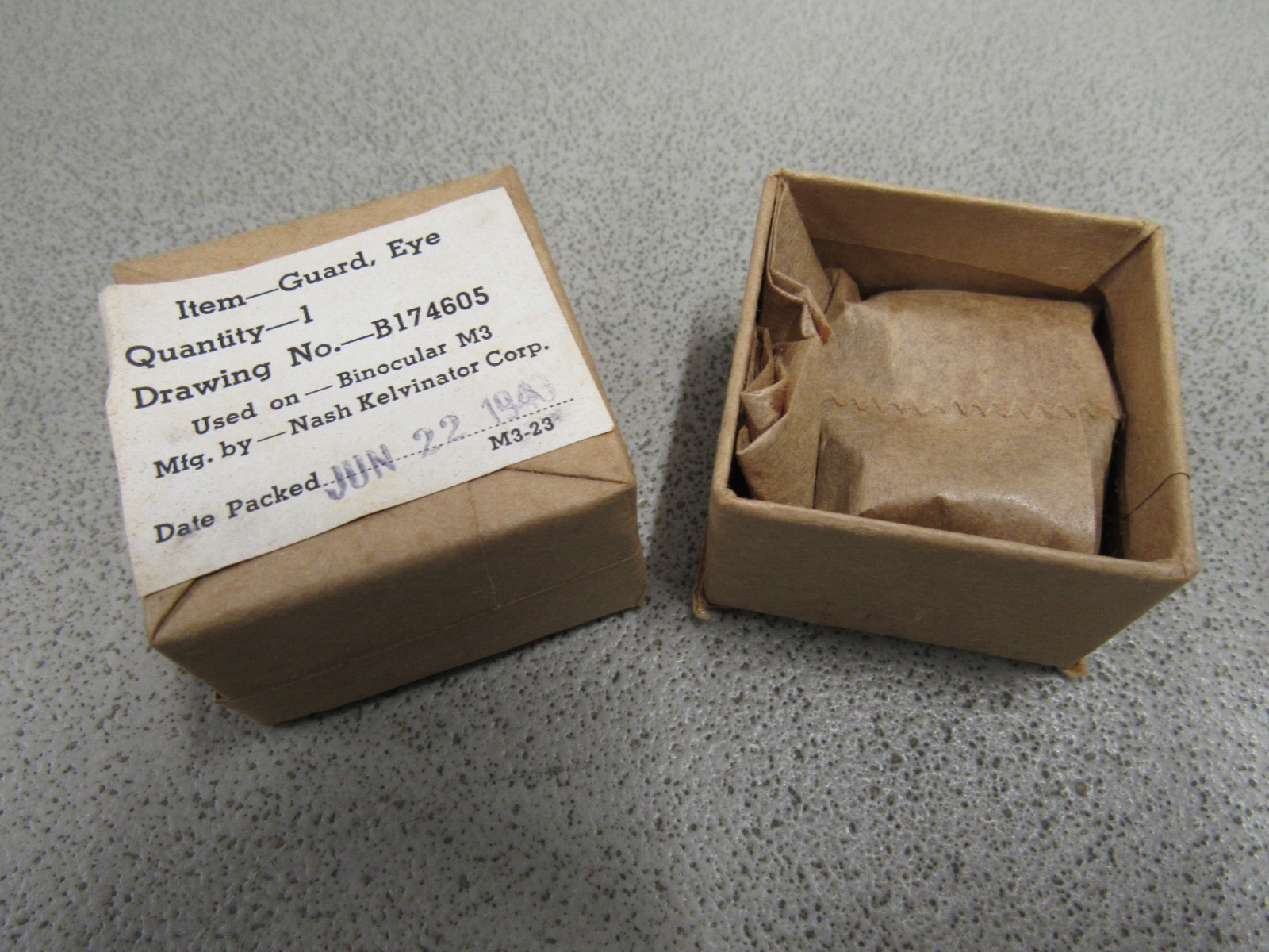 WW2 US M3 6x30 Binoculars Eye Guard Original Box 1943 Date Nash Kelvinator Corp