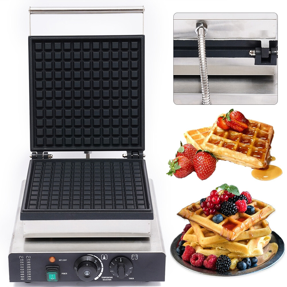 Bakeries Commercial Waffle Crispy Maker Baker Nonstick Stainless W/Timer Control