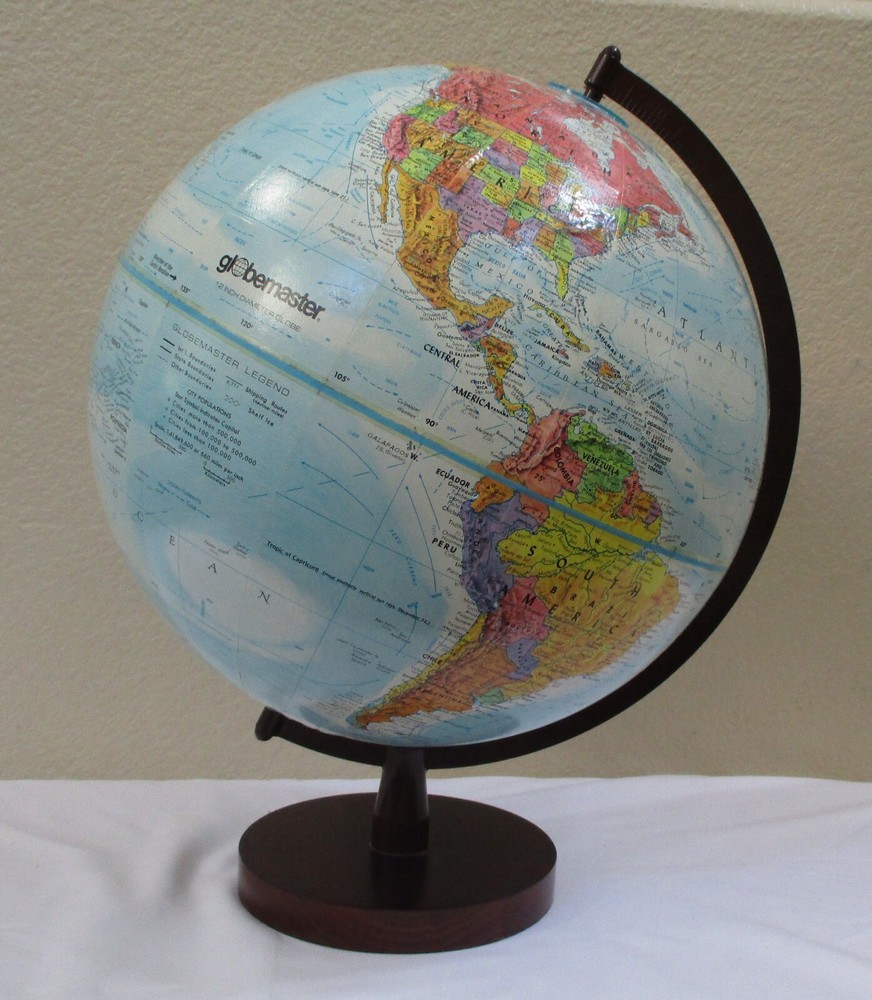 Globemaster 12" Diam. Globe Raised Terrain Wood Base