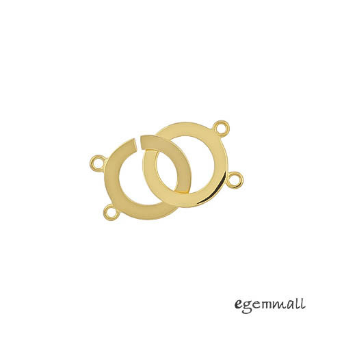 Gold Plated Sterling Silver 2-Strand Interlocking Round Hook & Eye Clasp #99563