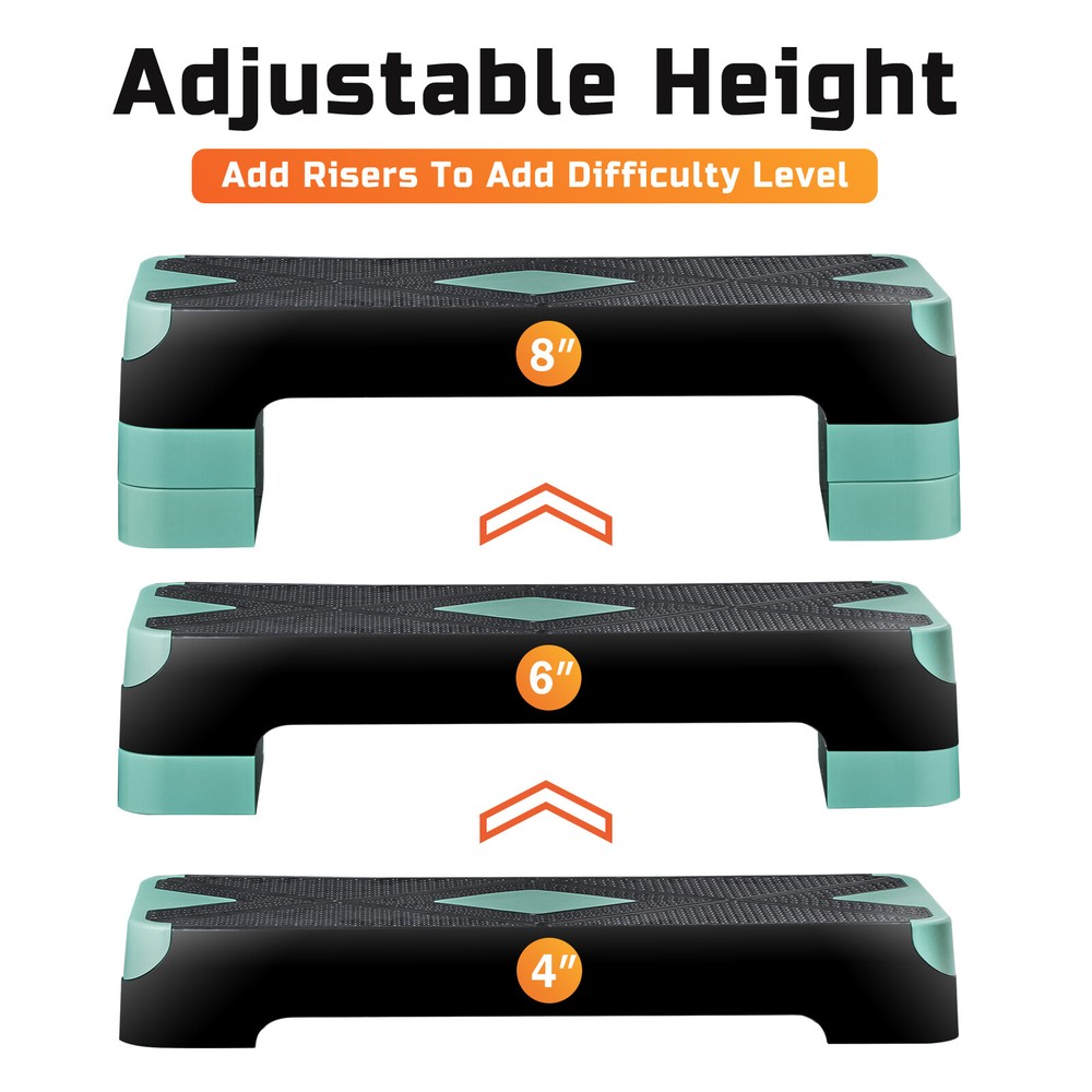 27" Adjustable Workout Aerobic Stepper Trainer Workout W/ 4 Riser 4 Colors