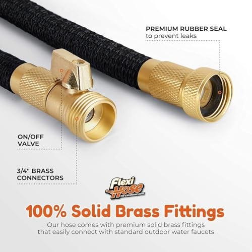 Expandable Garden Hose with 8 Function Nozzle, 50FT - Lightweight 50ft Black