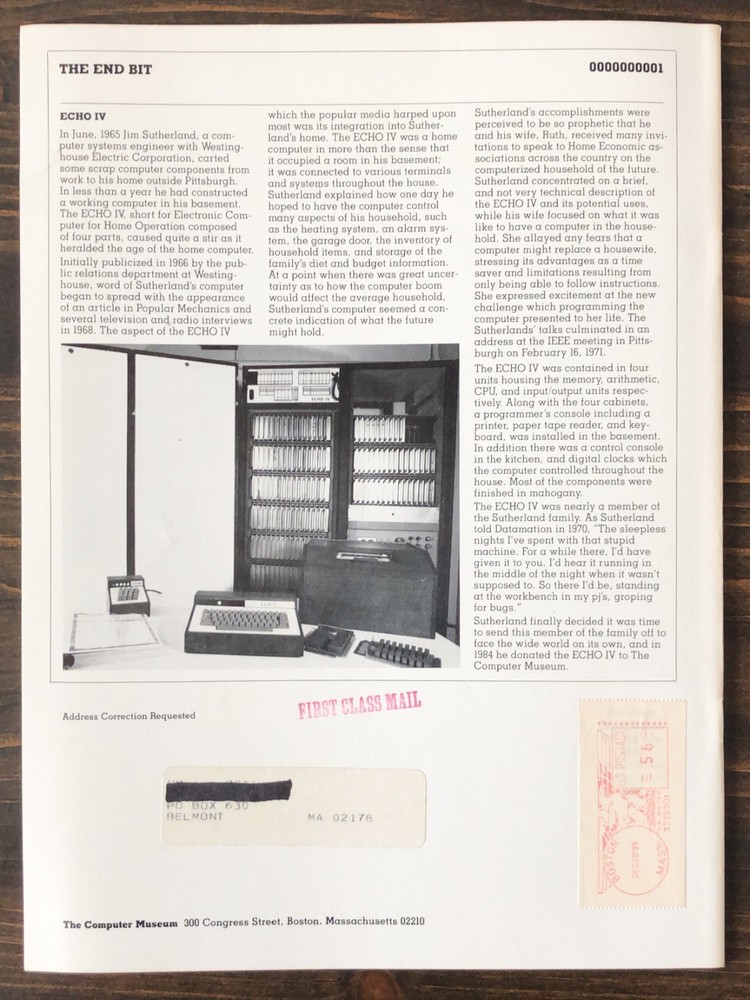 The Computer Museum Report - Fall/Winter 1985 - Volume 14