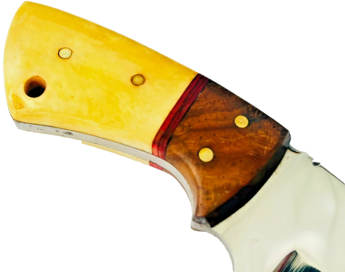 Small Skinning Knife Mirror Finished Blade 6" Fixed Blade Knife & Leather Sheath