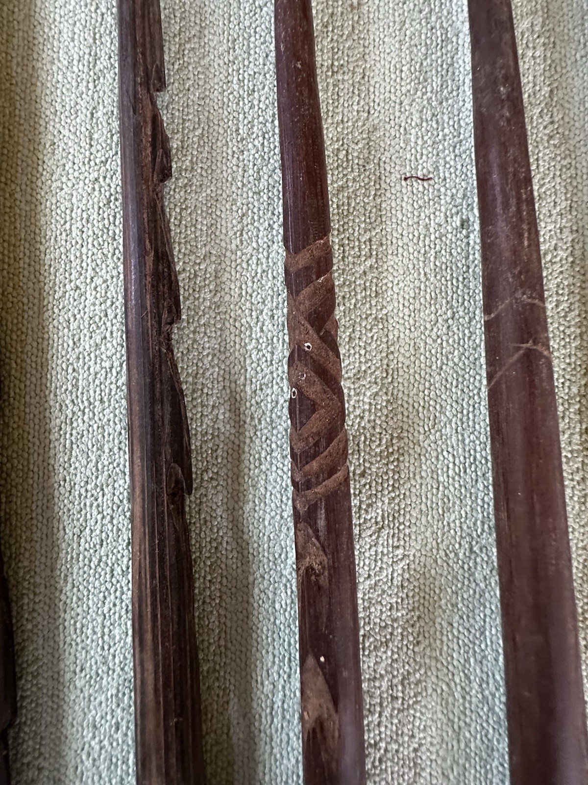 6 Antique Australian Aboriginal Carved Spear Tips