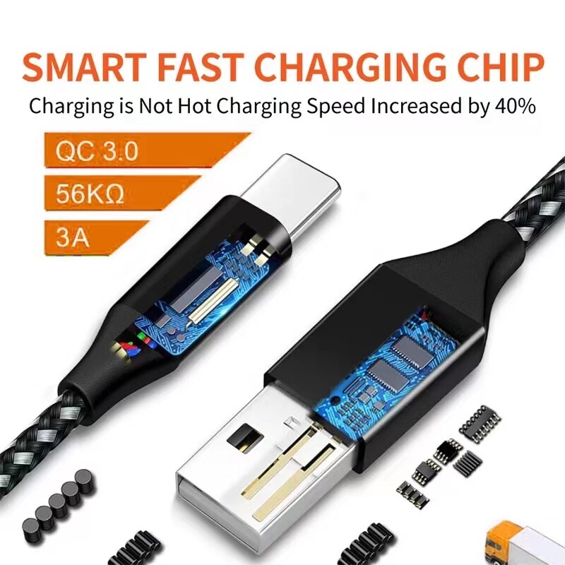 5 Pack USB C Type-C Fast Charging Data SYNC Charger Cable Cord 3/6/10FT LONG