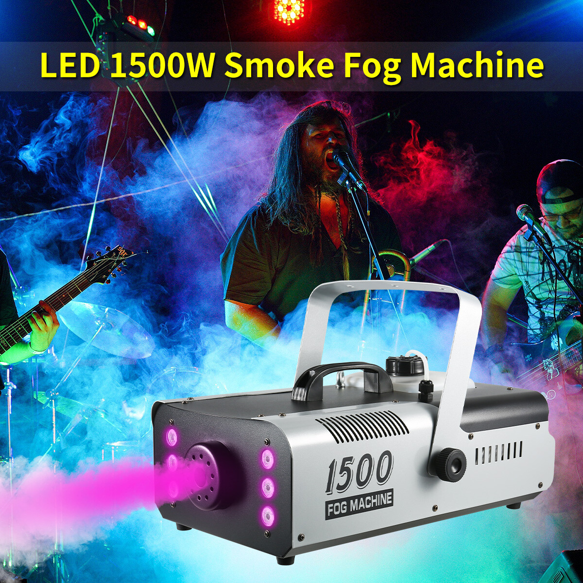 1500W LED Smoke Fog Machine DMX512 With RGB Light for Stage Wedding Party Show
