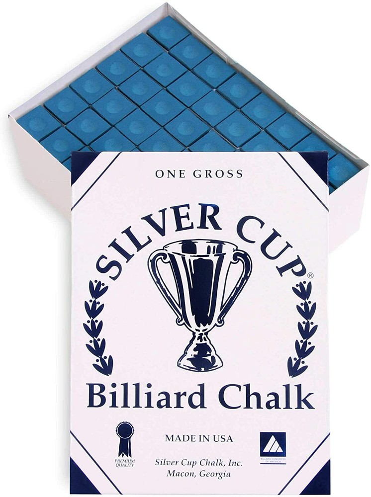 Silver Cup Billiard Chalk - 12 Dozen Bulk Blue (144 cubes)