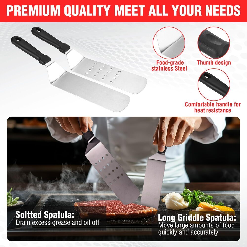 PARGRILL 128PC Griddle Accessories Kit Flat Top Grill Accessory Set Grilling Set
