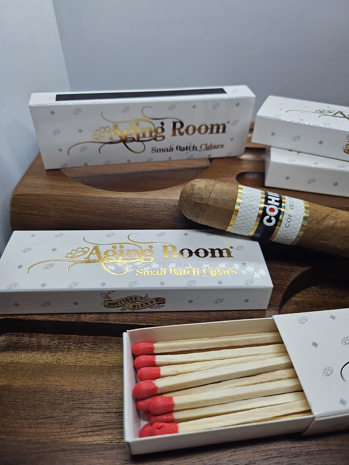 Aging Room Cigars 4 inch COLLECTIBLE HOME CIGAR BAR 1 box of 20 Wood MATCHES