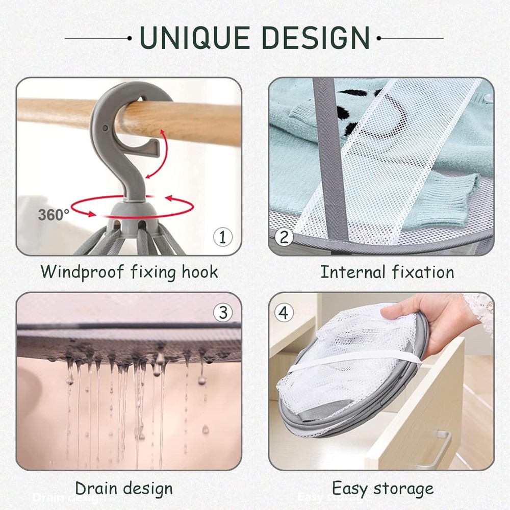 3 Tier Folding Mesh Clothes Drying Rack Stackable Sweater Drying Rack W/