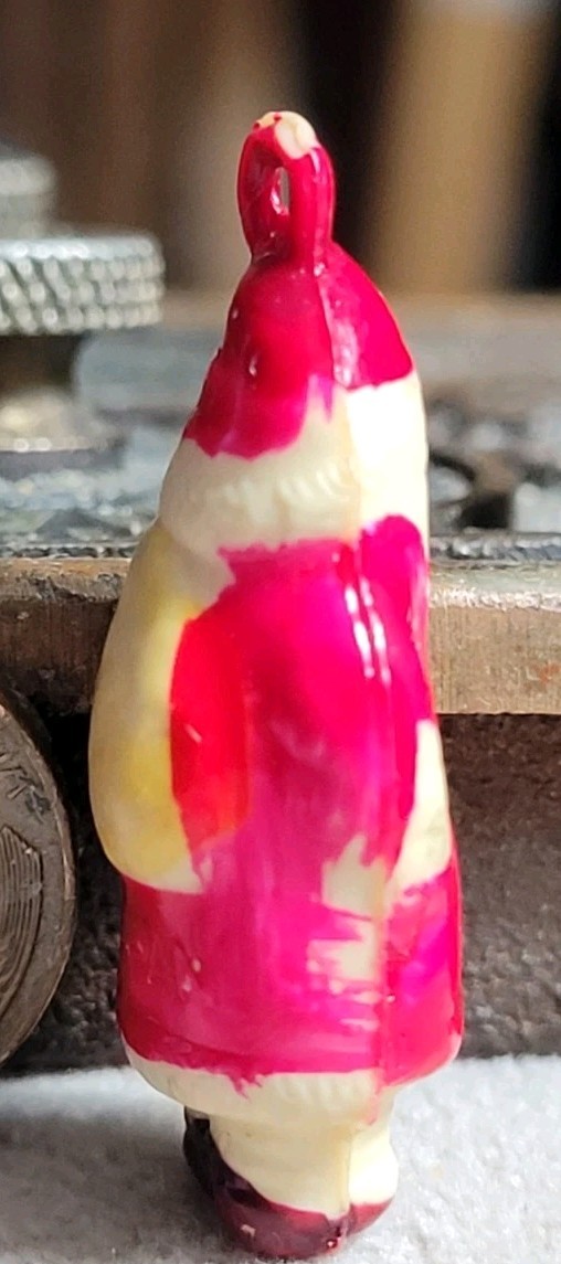 Vintage Celluloid Puffy Santa Claus Charm Prize Jewelry