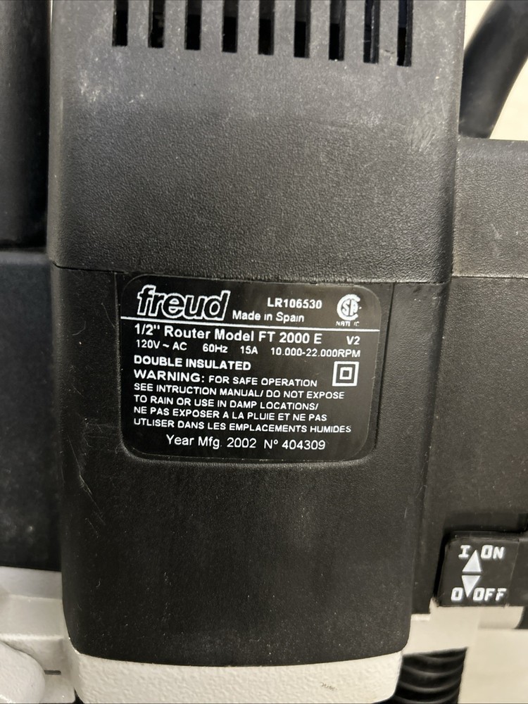 Freud Variable Speed Plunge Router Model FT-2000E tool professional Table Mount