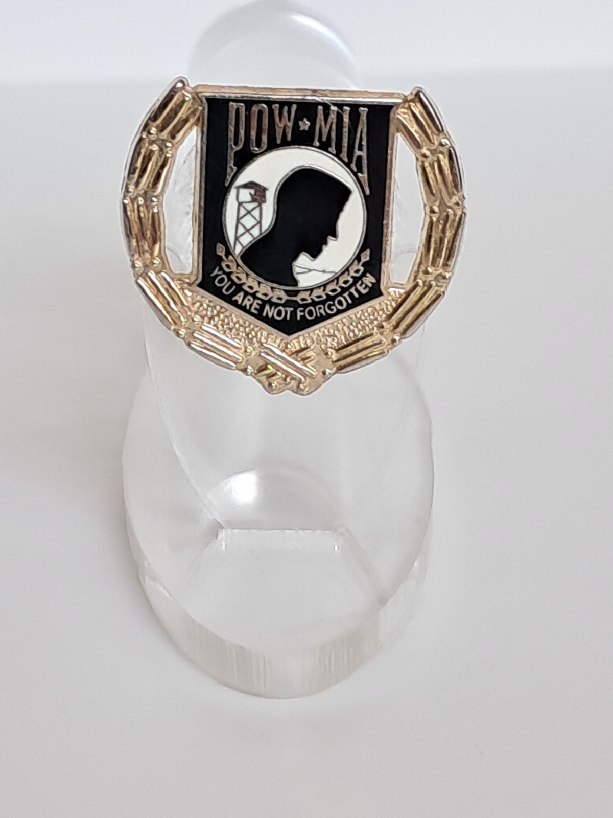 Handgun Firearm Gun Safe Shelf Display Rod - 1 & 1/8" POW*MIA Enamel Topper