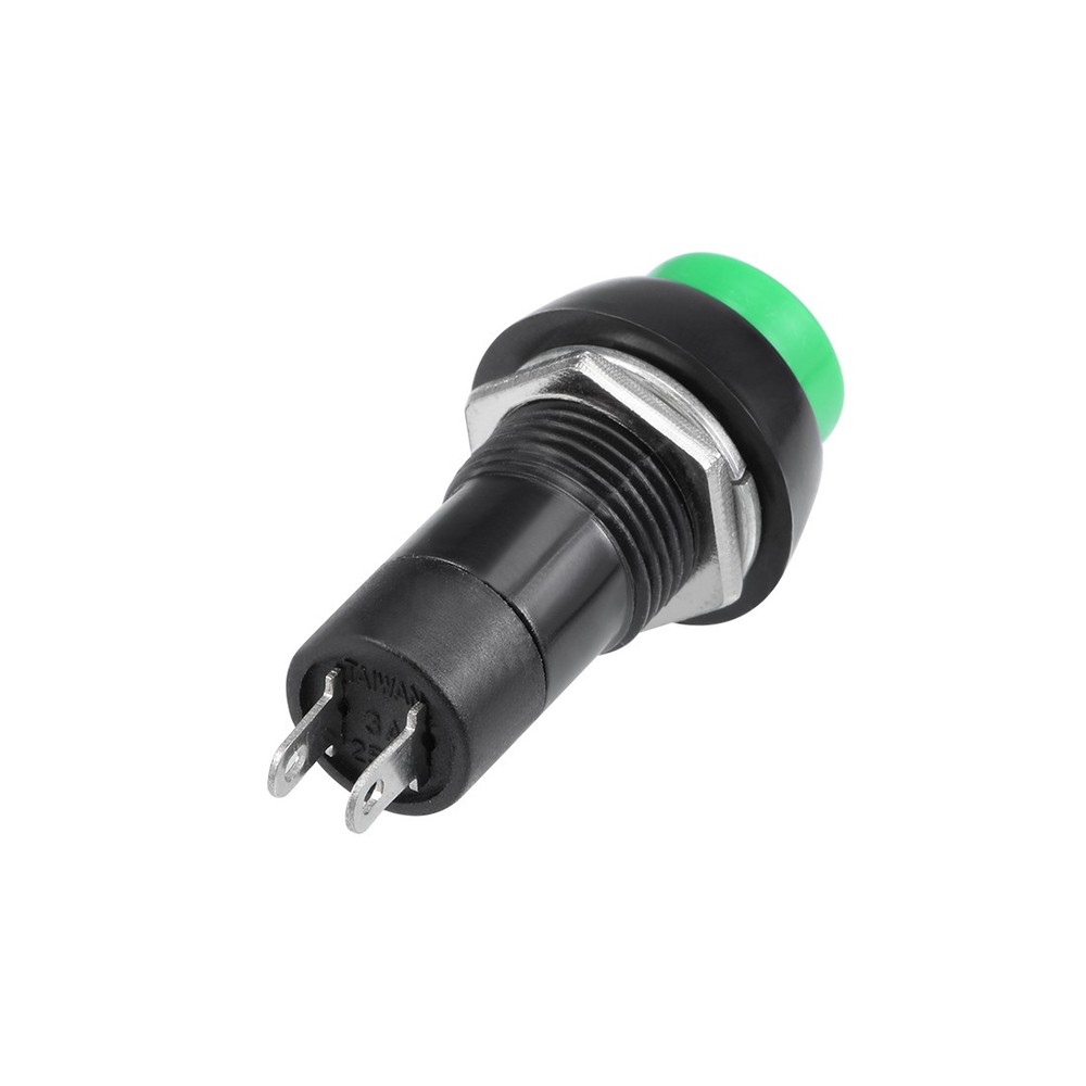 5Pcs,12mm Round Push Button Switch Green Self-Locking Latching SPST NO