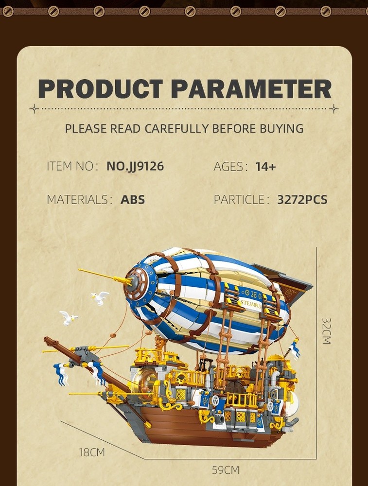 Steampunk airship Building Block Set