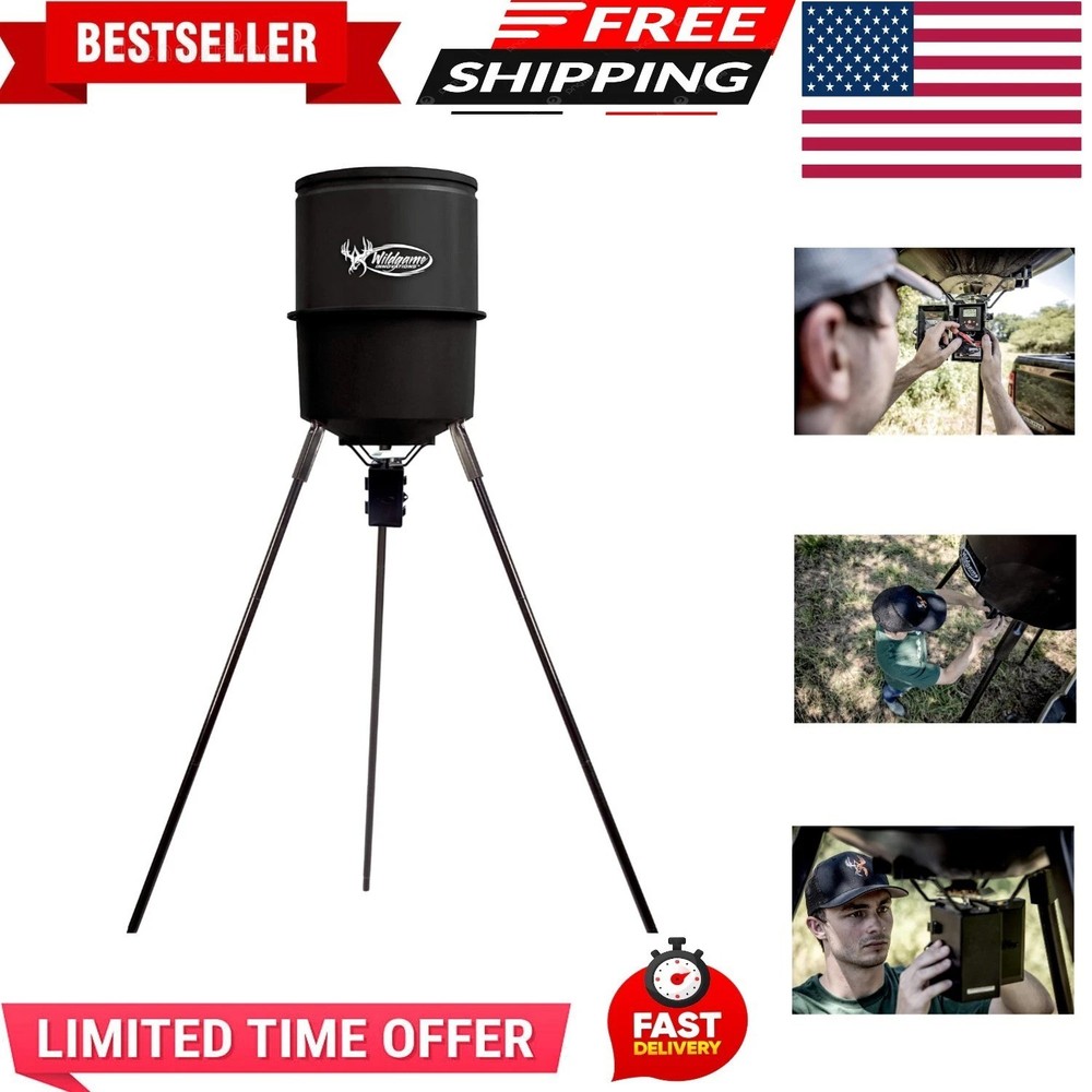 Quick-Set 225 lb Game Feeder with Digital Timer | Durable Tripod Corn/Pellet ...