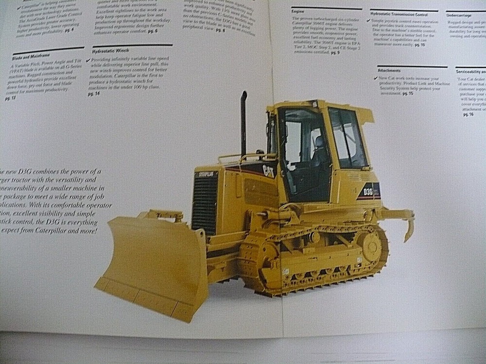 2003 TWO CATERPILLAR D4G & D3G CRAWLER BROCHURES