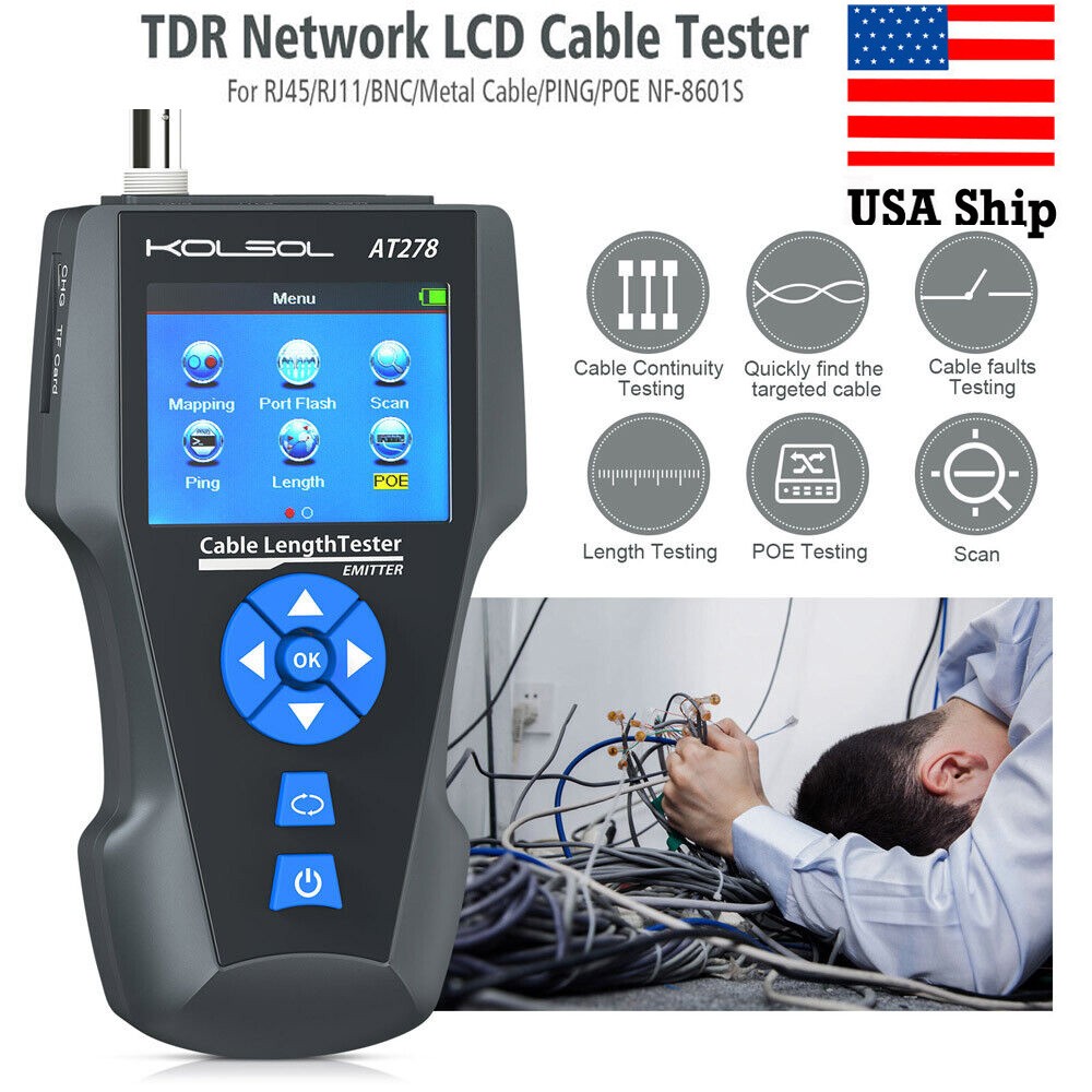 Network Cable Tester TDR Multi-functional LCD Tracker For RJ45,RJ11,BNC