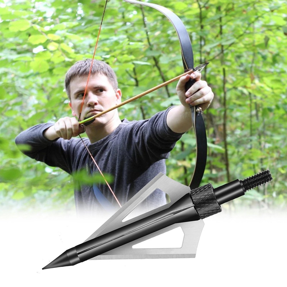 16Pcs 100Grain 3Blade Hunting Archery Broadhead Compound Bow Fixed Arrowhead Tip