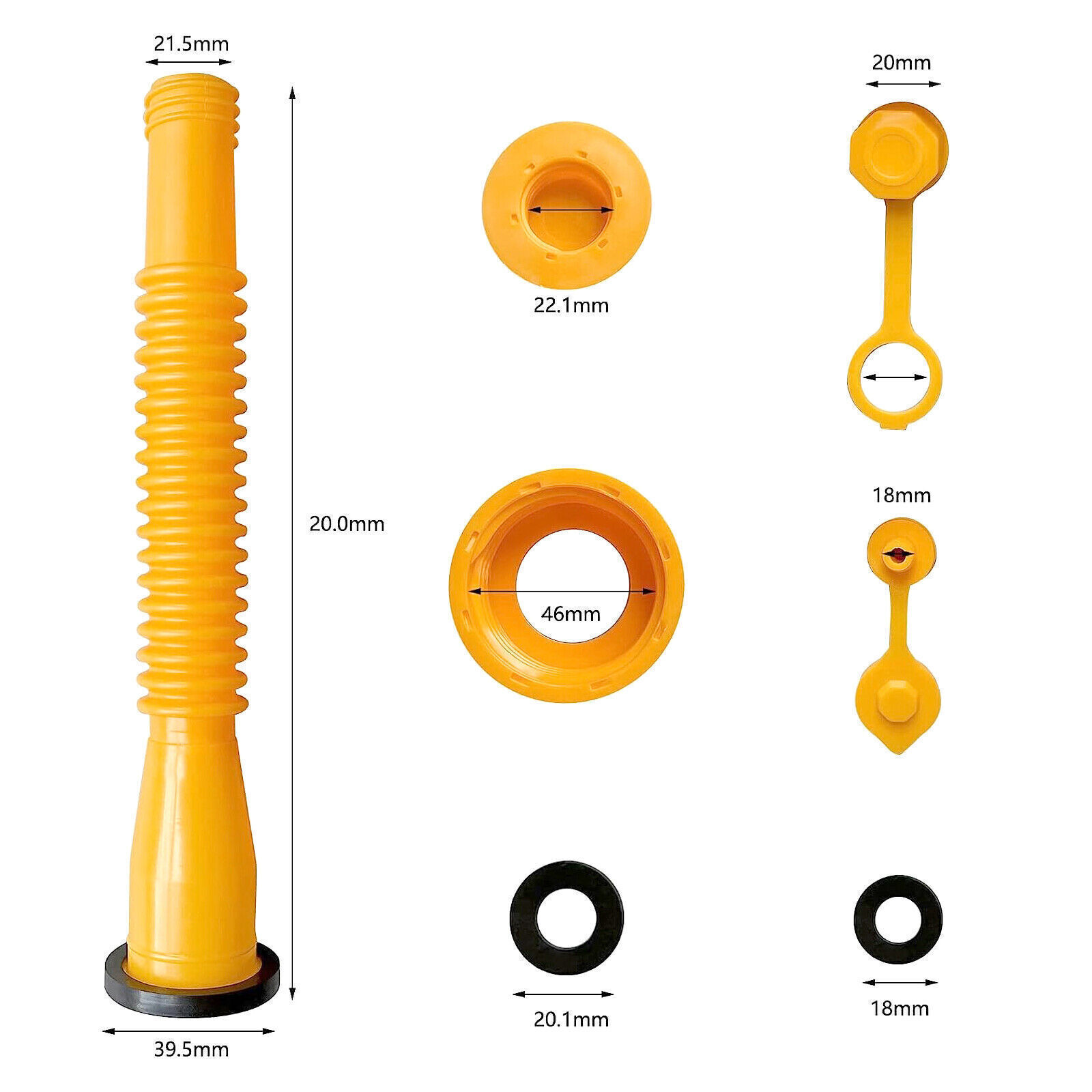 Old Style Gas Can Spout Replacement w/Tough Nozzles Screw Collar Vent Caps 6 Kit