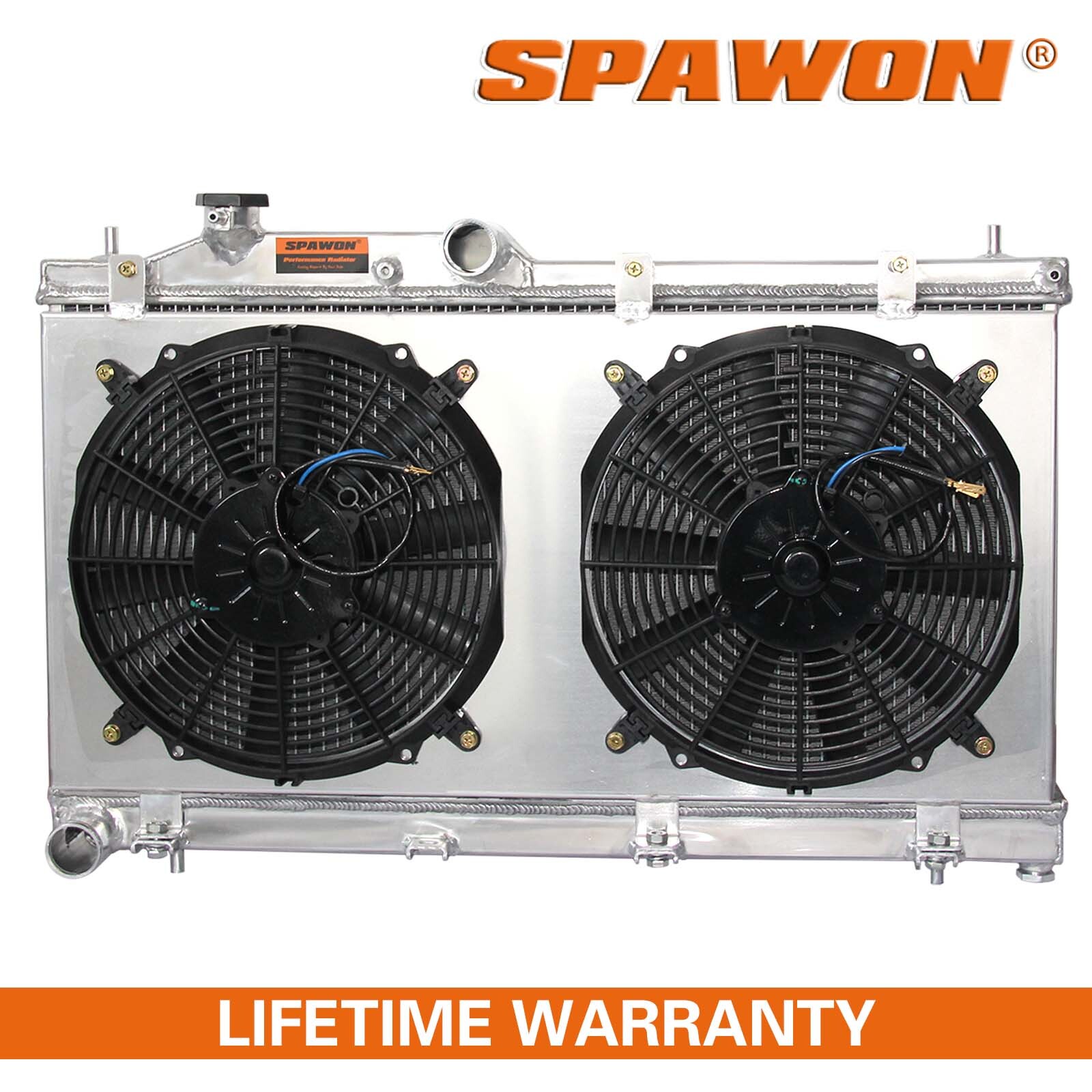 SPAWON Radiator + Fan Shroud For Subaru Impreza WRX 2008-2014 2.0L 2.5L H4 MT
