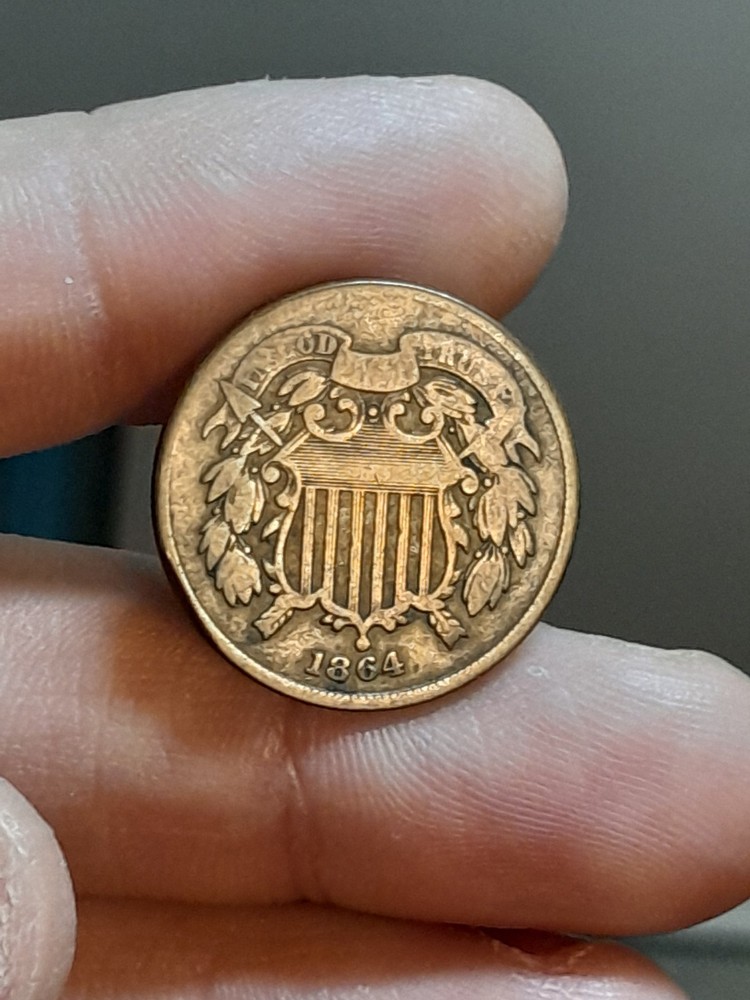 1864 Two Cents Piece Large Motto