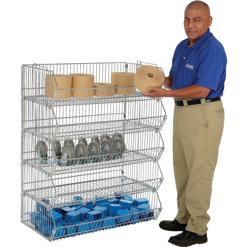 Stackable Wire Storage Rack Removable Bins 48x20x54
