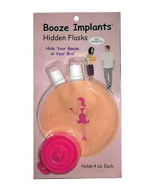 BOOZE IMPLANTS 4 oz HIDDEN FLASK NOVELTY GAG GIFT