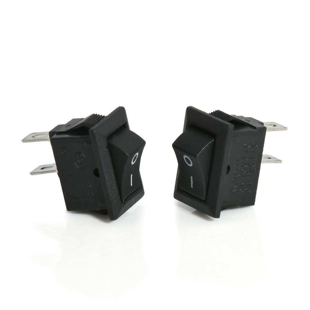 2x Black On/Off Switch Rocker Toggle Press Flip Square Rectangle Basic AC/DC