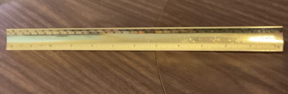 Vintage Triangular Architect Drafting Scales 3 Sided Ruler Metal Brass NOS