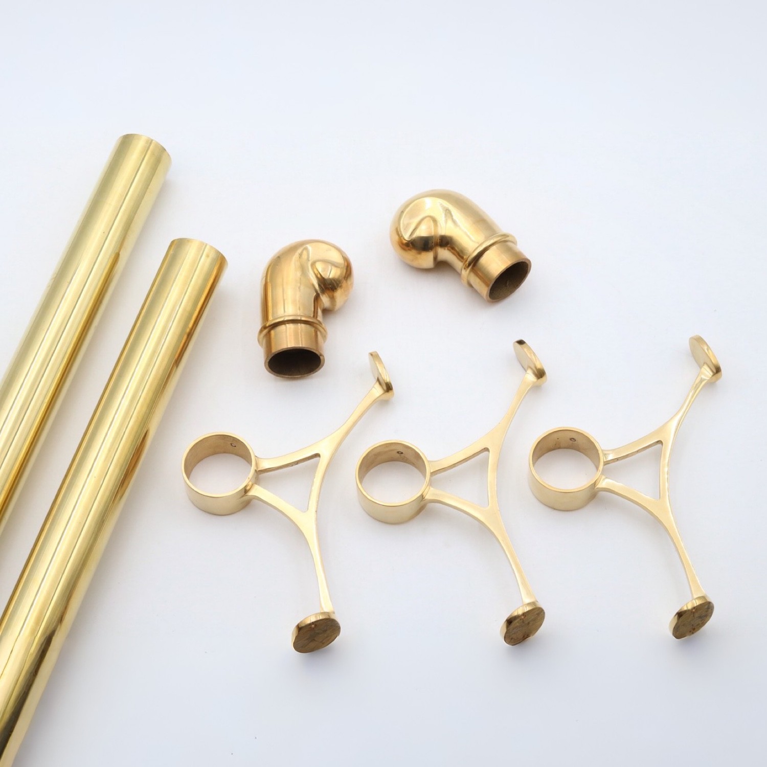 6 Foot Long Brass Bar Rail Kit 2 Inch Diameter