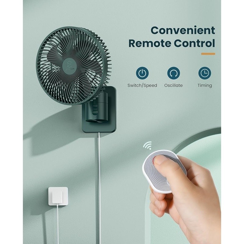 Wall Mount Oscillating Fan Remote Control Adjustable Tilt Timer 4 Speed New