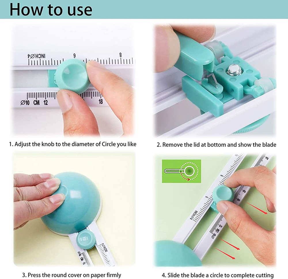 Craft Circle Cutter, Compass Circle Cutter for Paper Circular Cutting Tool for C