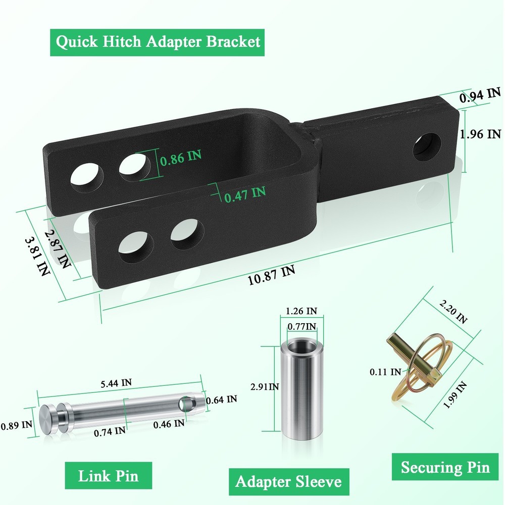 Versatile Quick Hitch Adapter with Adapter Sleeve for Category 1 Quick Hitch