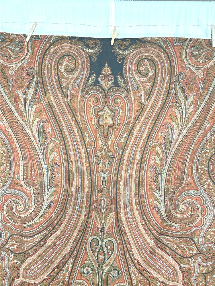 antique paisley shawl throw woven 62x62 original 19thc cutter