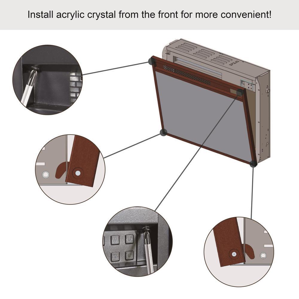 23''Electric Fireplace Insert with Crystal&Realistic Flame Remote Control w/Time
