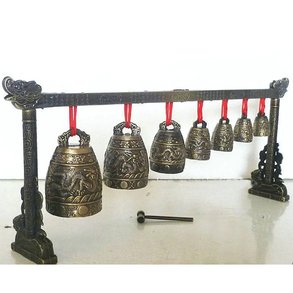 Rare Collectable Musical Meditation Gong with 7 Ornate Bells Dragon Design New