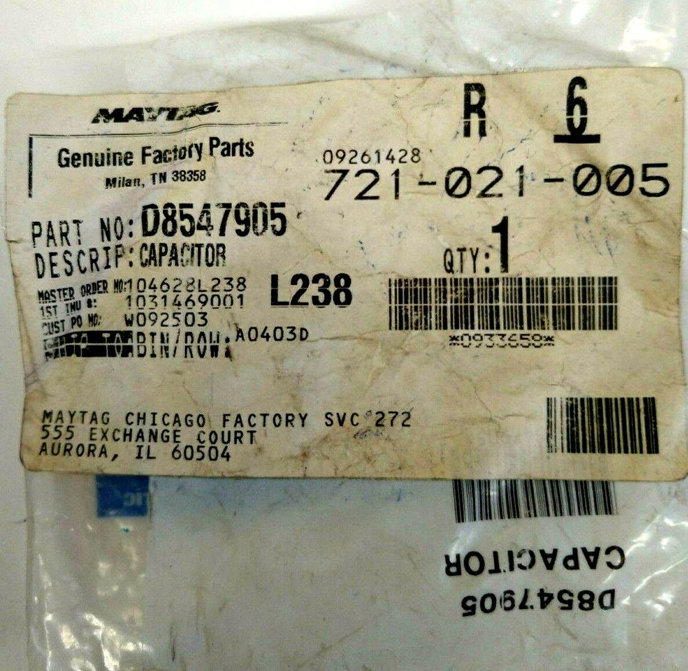Maytag Capacitor D8547905