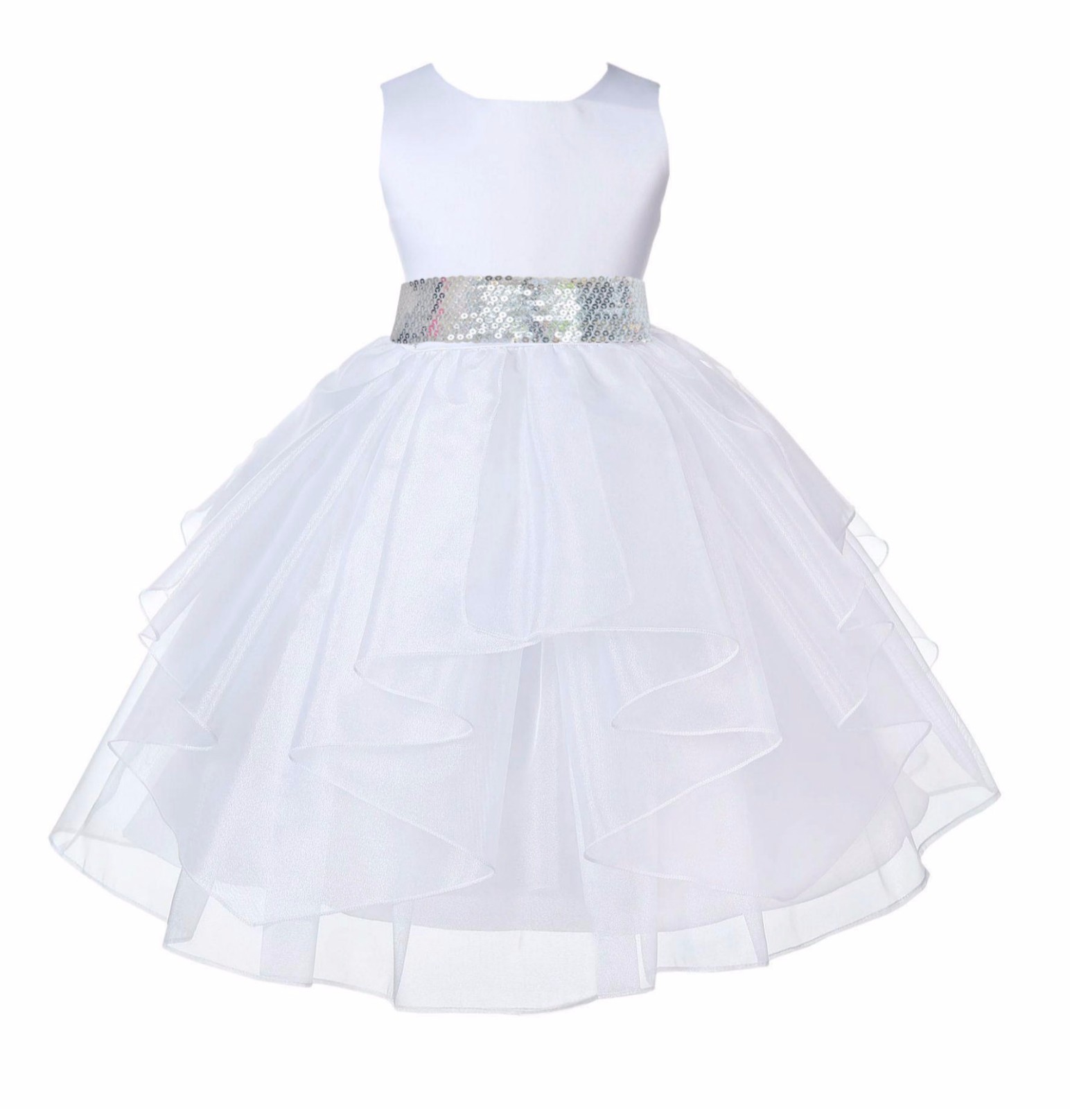 NWT ORGANZA WHITE COMMUNION BRIDESMAID PAGEANT RECITAL WEDDING FLOWER GIRL DRESS