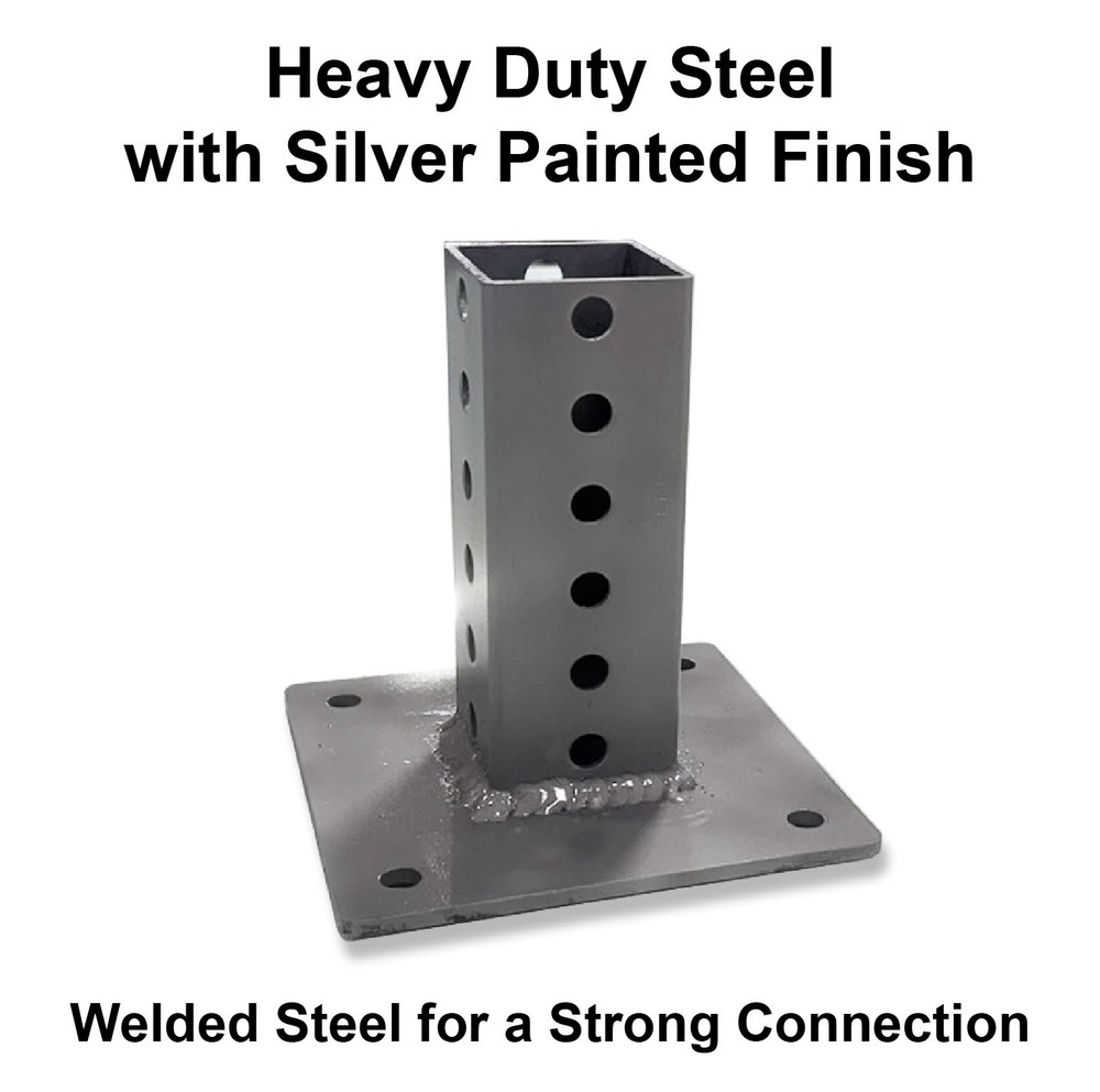 2x2 SQUARE POST SURFACE MOUNTING BRACKET, STEEL, SIGN POST ANCHOR BASE